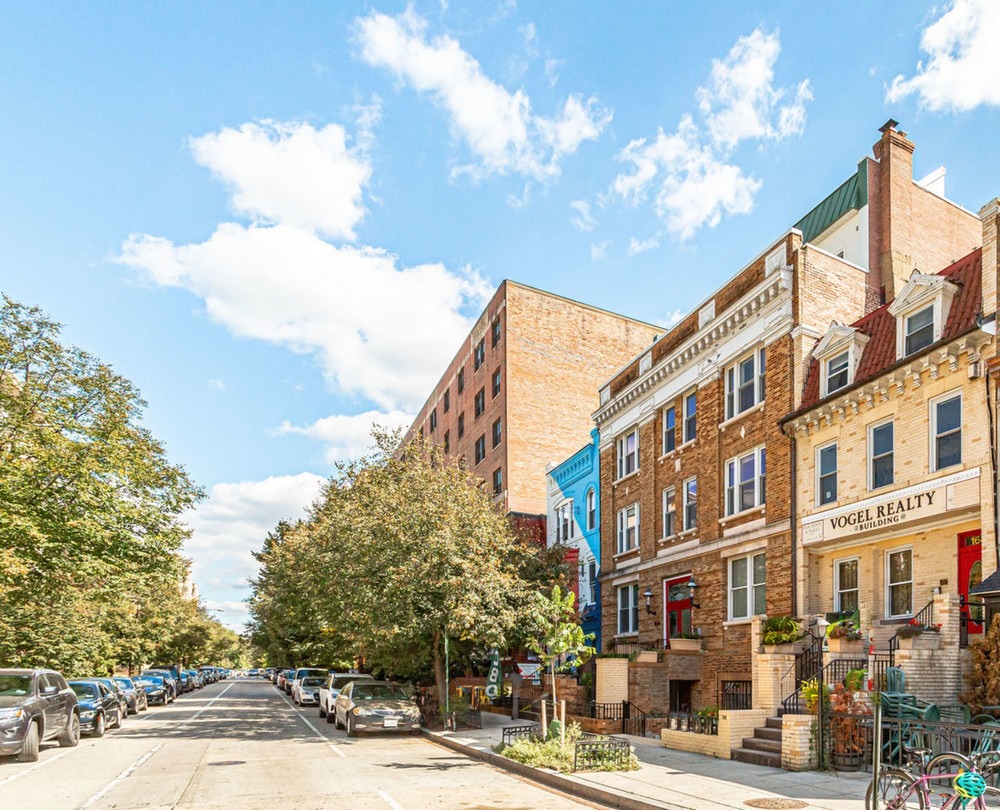 Vogel Realty building and surrounding R Street in Washington, DC